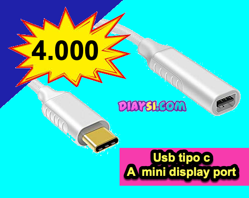 cable adaptador usb tipo c a mini display port