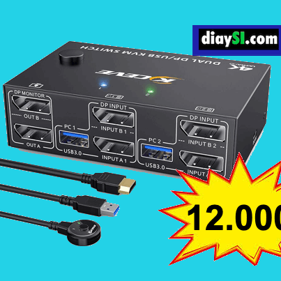 conmutador displayport para 2 monitores