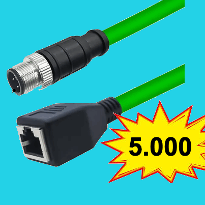 cable m12x a rj45 macho a hembra 4 pines